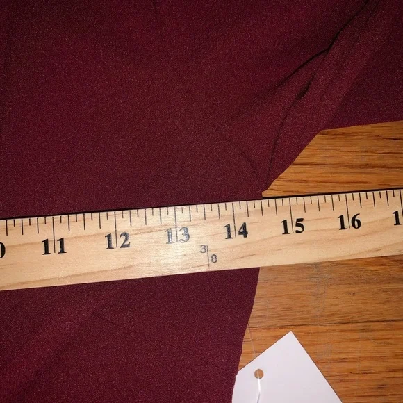 TOBI XS DRESS NWT AVA WINE bodycon deep v front split burgundy long sleeve - Picture 9 of 14